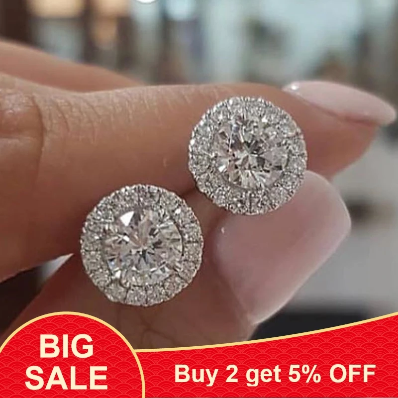 Женские серьги гвоздики из серебра 925 пробы с фианитом|Серьги-гвоздики| |