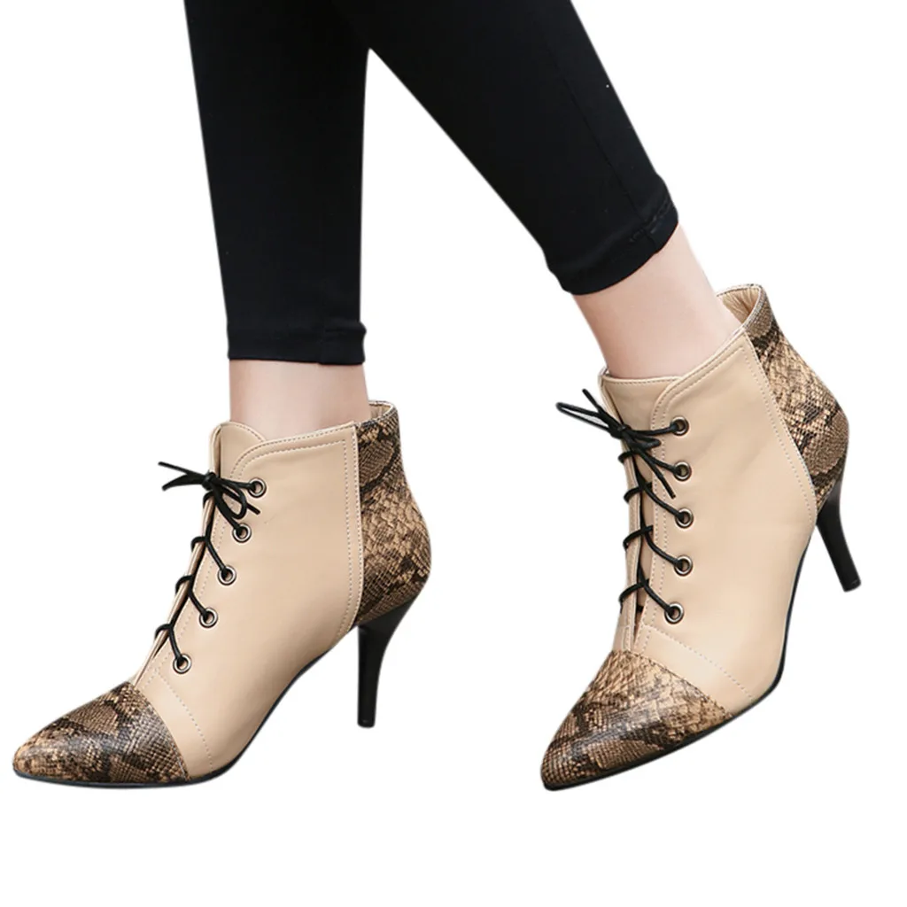 Женские ботинки; женские осенние модные ботильоны на тонком каблуке с ...