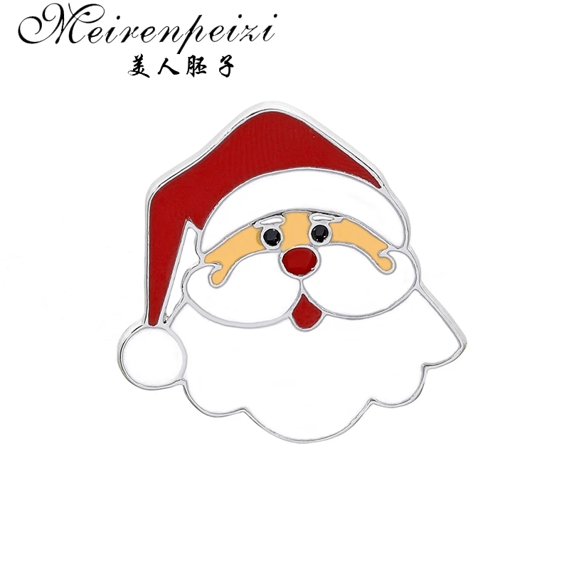 Meirenpeizi Merry Christmas Броши Булавки милый Санта Клаус шляпа перчатки колокольчики носки пончики Конфета Эмаль Булавка значки брошь - Окраска металла: as photo