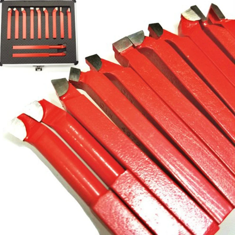 ABSF 11Pcs 10x10 mm,Carbide Tip Tipped Bit Set Brazed Milling Cutter Tools For Metal Cnc Lathe, Welding Turning Tool Holder