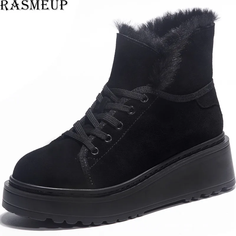 RASMEUP/женские зимние ботинки из натуральной кожи на платформе коллекция 2019 года