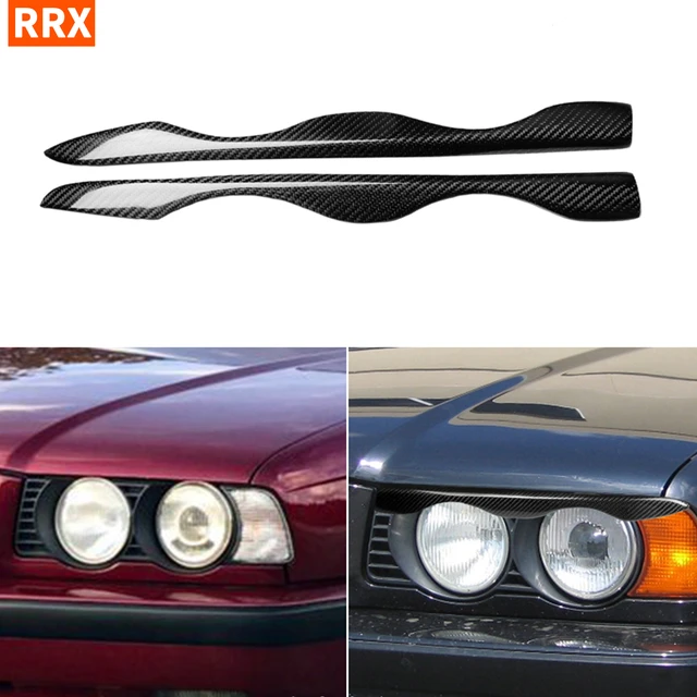 For Bmw E34 Lampbrow 5 Series 1988-1996 Carbon Fiber Car Headlight Eyebrow  Eyelids Cover Sticker Trim Add On Car Accessories - Car Stickers -  AliExpress