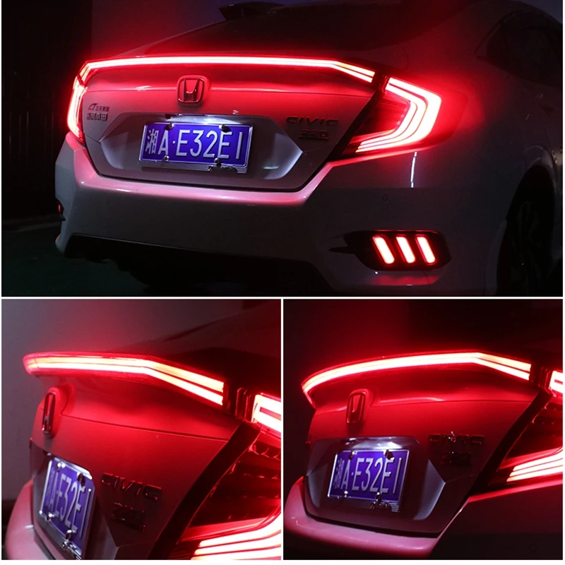 Car Style LED ABS Spoiler With Rear Brake Lamp For Honda for Civic 2016