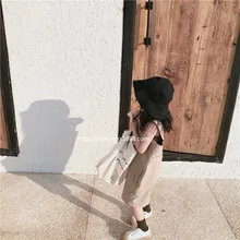 Xuan/Детские комбинезоны; коллекция года; сезон лето; корейский стиль; Детские нейтральные модели; хлопковые льняные шорты на подтяжках Kaki