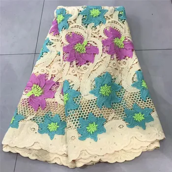 

Fashion African Guipure Cord Lace Fabric High Quality French Water Soluble Cord Lace Fabric With Stones For Nigerian Dress