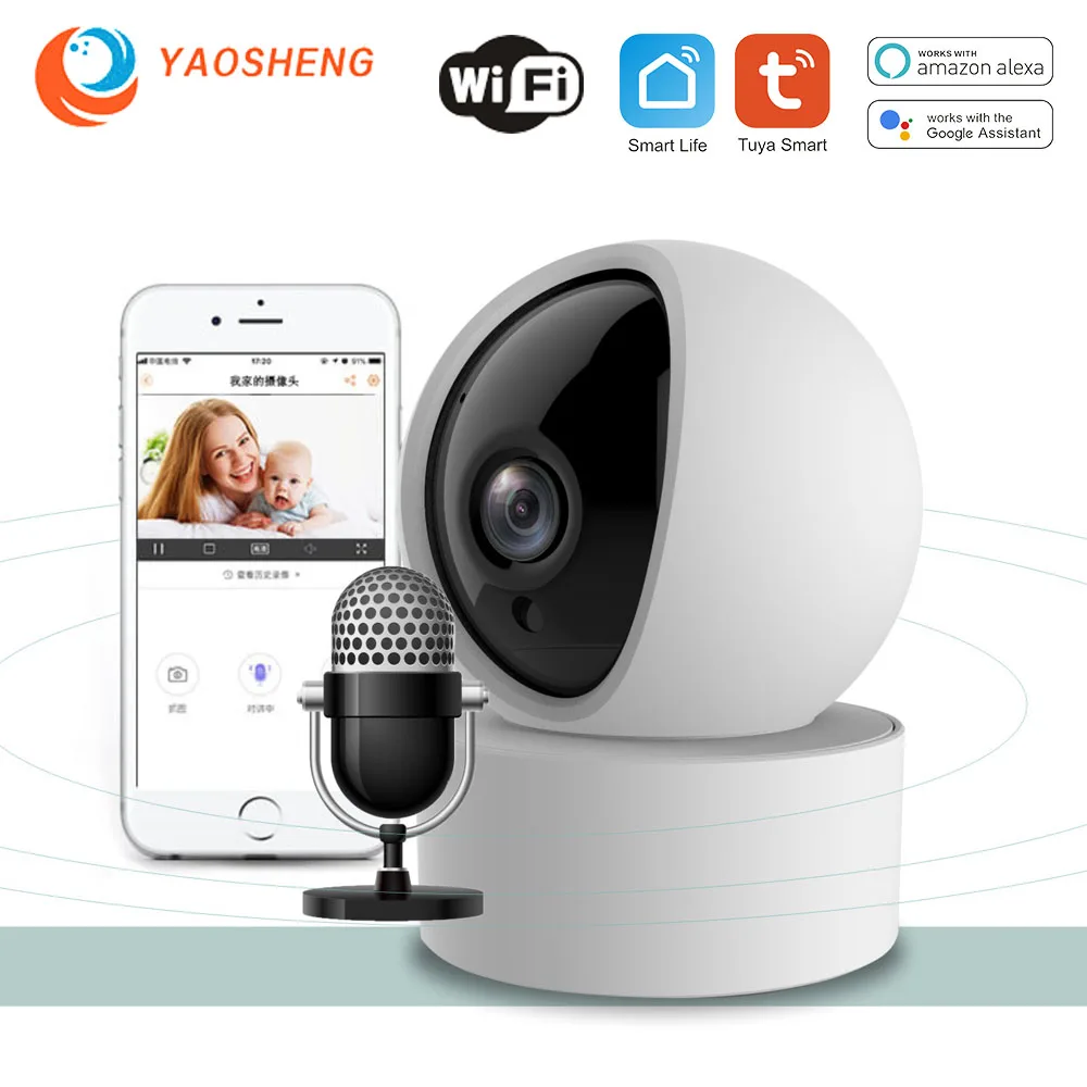 

1080P TUYA Camera Security Camera Baby Monitor WiFi Wireless Camera Smart Tracking 350 Degrees Pan Rotation