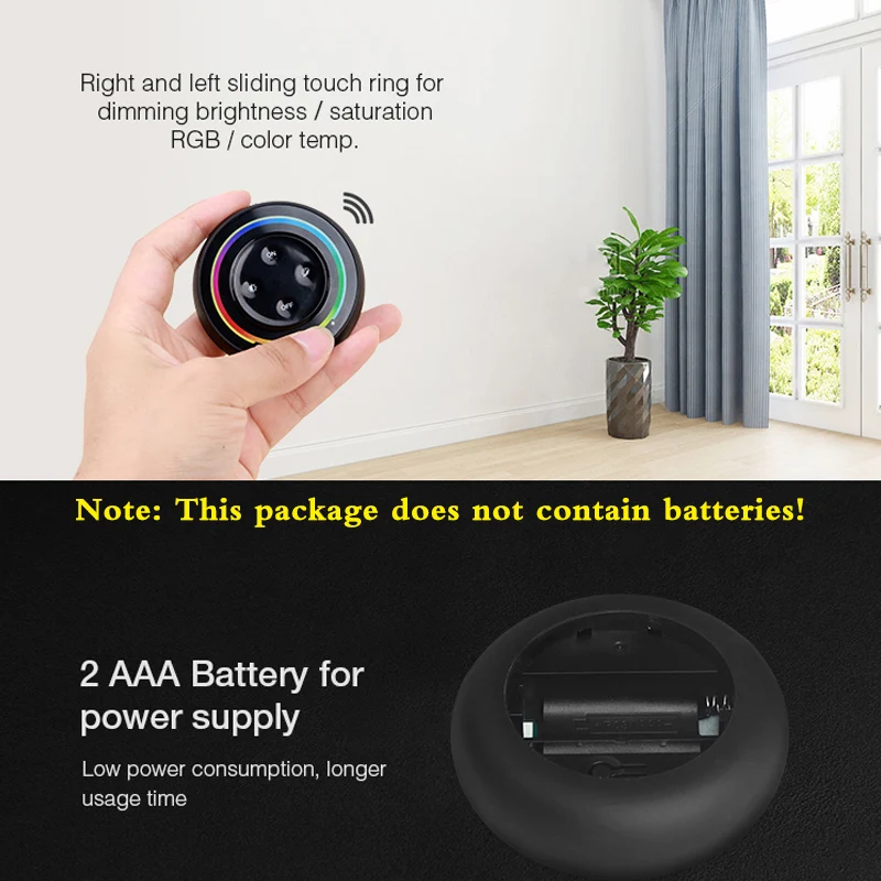 New 2.4G Rainbow Wireless RF Round Magnetic base Remote Control 3V Compatible with MiBOXER RGBW RGB + CCT LED Light / Controller