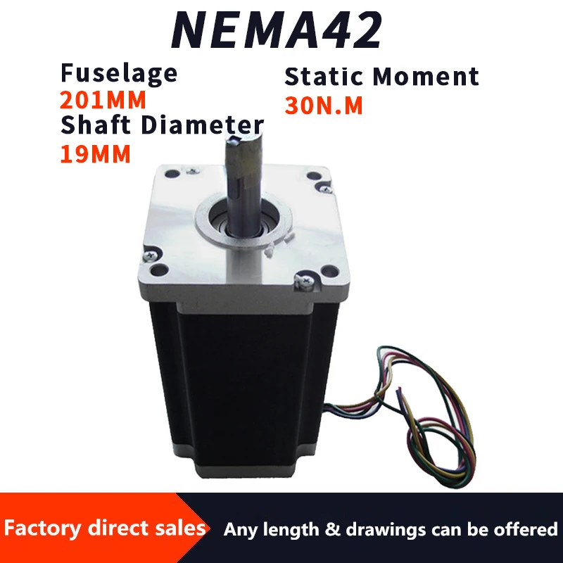 

nema42 110stepper motor axis diameter 19mm length 150mm torque 21N.m two-phase four-wire 1.8 degrees 6A hybrid motor