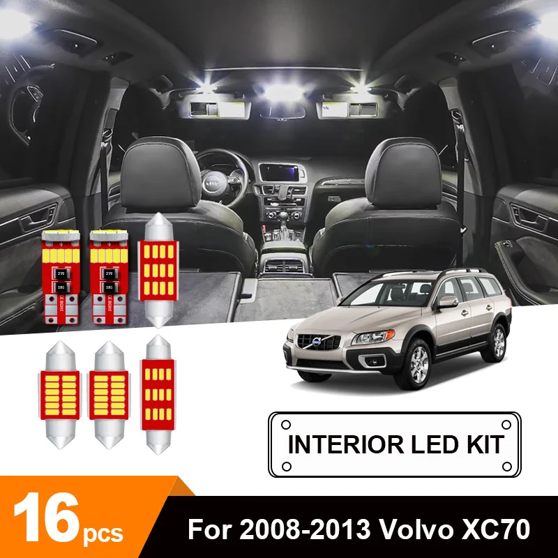 16 x White Canbus Car LED Interior License Plate Glove Box Map Dome Courtesy Footwell Bulbs Package Kit For 2008-2013 Volvo XC70 |