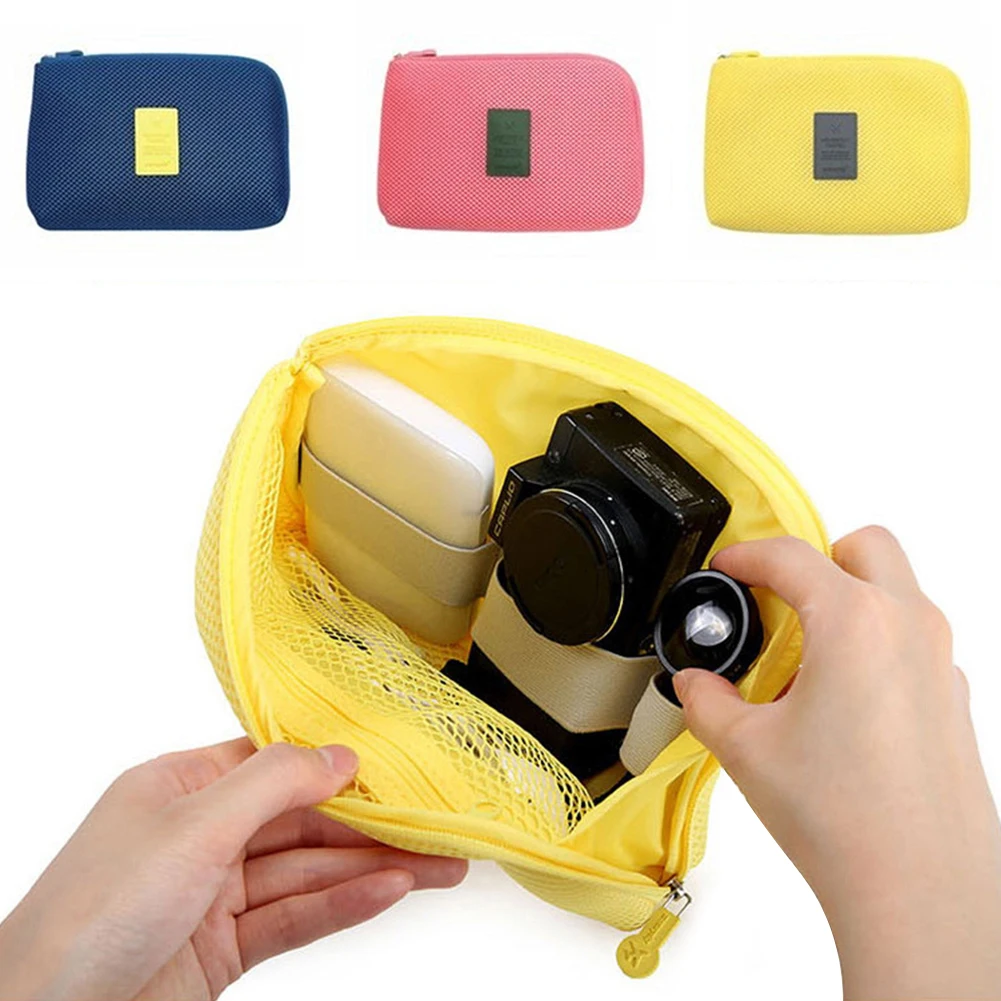 

Travel Storage Bag for Digital Data Cable Charger Headphone Portable Mesh Sponge Storage Package Earbuds USB Cable Organizer Box