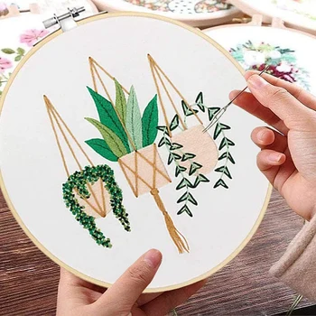 

3 Pack Embroidery Starter Kit with Patterns Include Embroidery Clothes Plastic Embroidery Hoops Color Threads and Tools