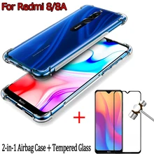 Airbag чехол+ стекло Redmi-8 8A Xiaomi TPU Case Redmi8 A мягкий чехол на Xiomi Redmi 8A чехол ксиоми редми 8а чехлы редми8 а glass сяоми редми 8 а стекло на редми-8 защитное стекло Xiaomi Redmi 8 case