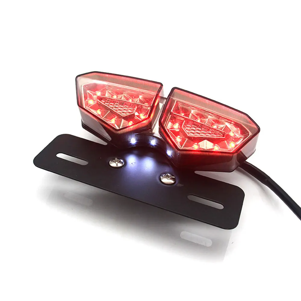 

12V Motorbike License Plate Light Flasher Motorcycle LED Taillight Turn Signal Lamp Rear Brake Lights For Honda Kawasaki