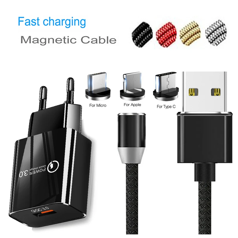 Магнитный кабель USB Type C для iPhone 11 Pro MAX Huawei Y3 Y5 Y6 Y7 Y9 2018 Samsung C7 C9 QC 3 0 зарядное