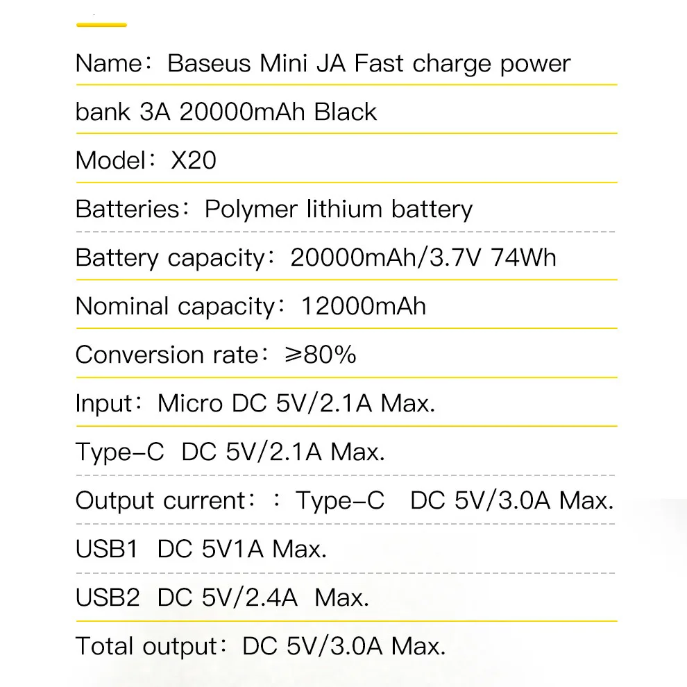 Baseus 20000 мАч Внешний аккумулятор для iPhone 11 Xiaomi Mi samsung 20000 мАч Внешний аккумулятор портативный внешний аккумулятор зарядное устройство повербанк
