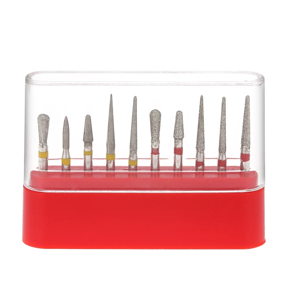 10 шт. стоматологический высокоскоростной набор боров алмазные сверла для полировки зубов подготовка зубов Стоматологическое оборудование инструмент для отбеливания зубов - Цвет: Цвет: желтый