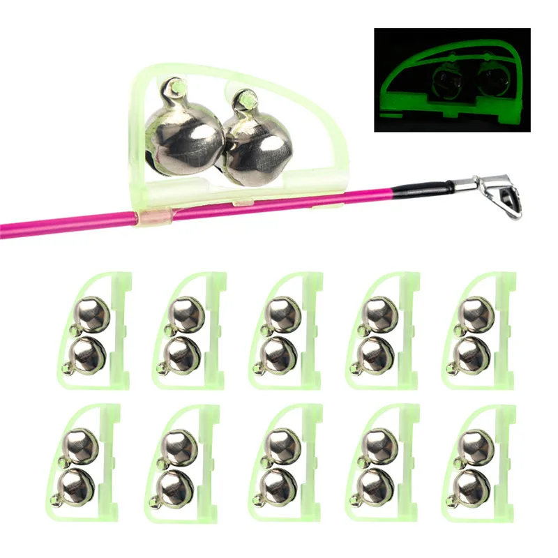

10PCS Luminous Sea Bream Bell, Automatic Double Bell Ring Fishing Alarm Outdoor Fishing Tackle