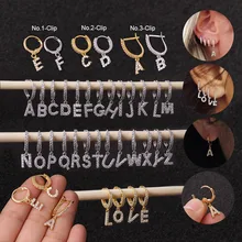 Feelgood 1PC aro delicado con pequeña Cz 26 letra inicial inglés alfabeto colgante cartílago Helix pendiente Piercing oreja joyería(China)