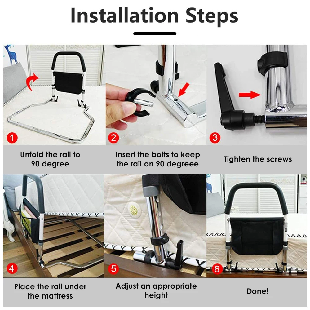 Elderly Bedside Guardrail Bed Rail Protection Device Height-Adjustable Adult Bed Handrail Anti-Fall Protection Suitable For Bed