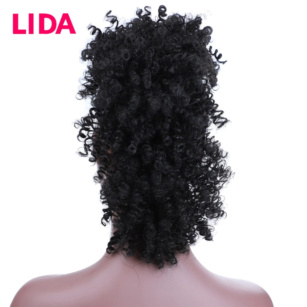 Lida Brazilian Human Hair High Puff Kinky Curly Chignon Frohawks Hairstyle For Women Non-Remy Hair Pure Color With 6 Clips