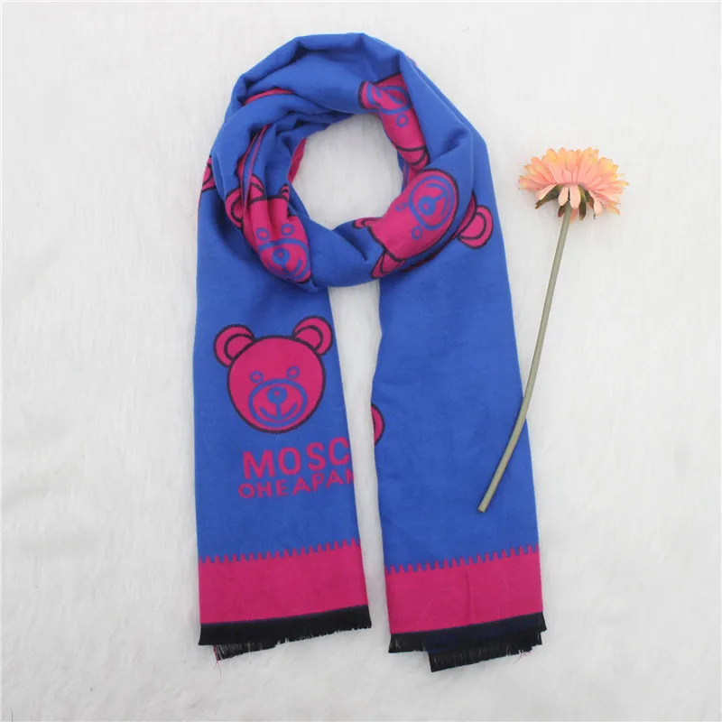 

2019 Autumn Winter New Ladies Europe America Scarf Cute Bear Tower Double-sided Imitation Cashmere Scarfnd Baby Winter Scarf