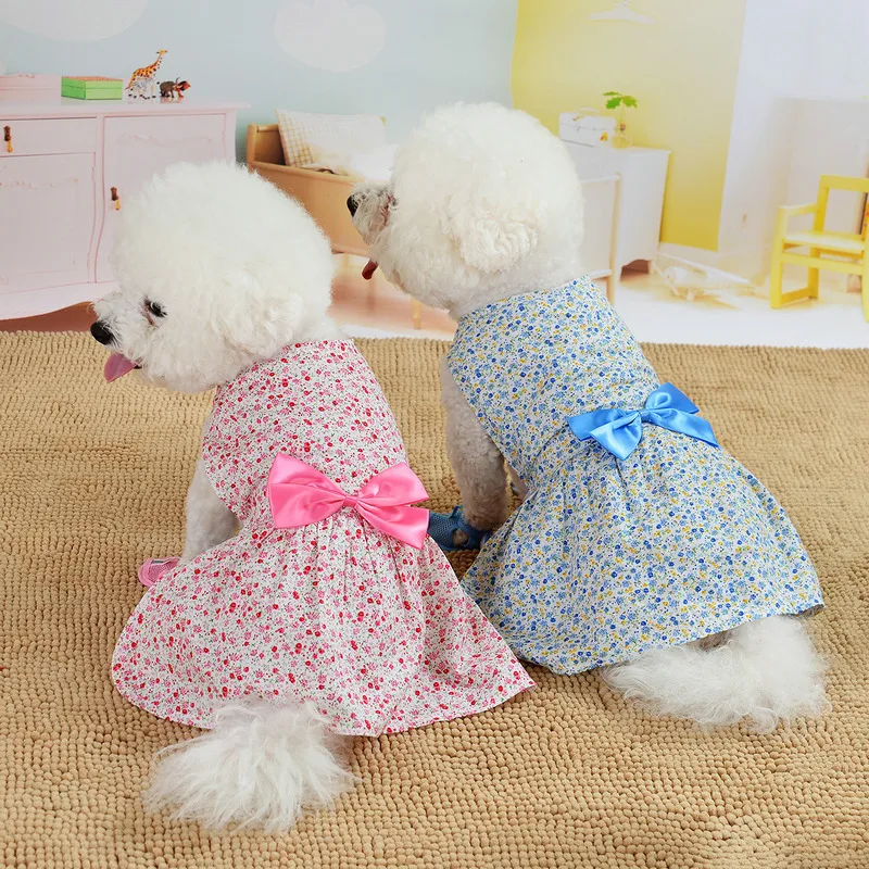 Pet Dog Clothes Summer Floral Bow Dog Dress