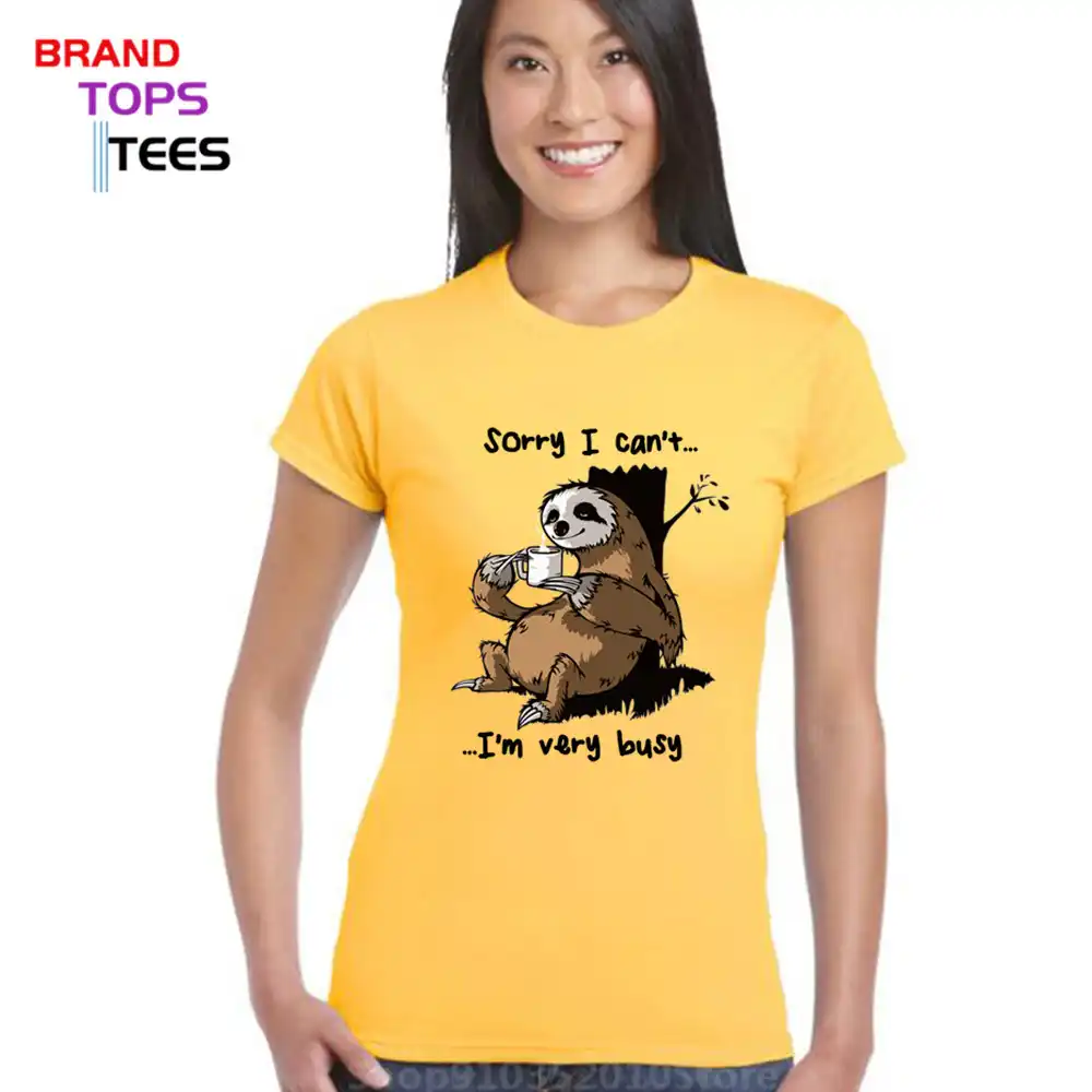 非常にビジーナマケモノtシャツの女性のトップtシャツおかしい漫画tシャツ夏新グレーtシャツ半袖の綿の服 Tシャツ Aliexpress