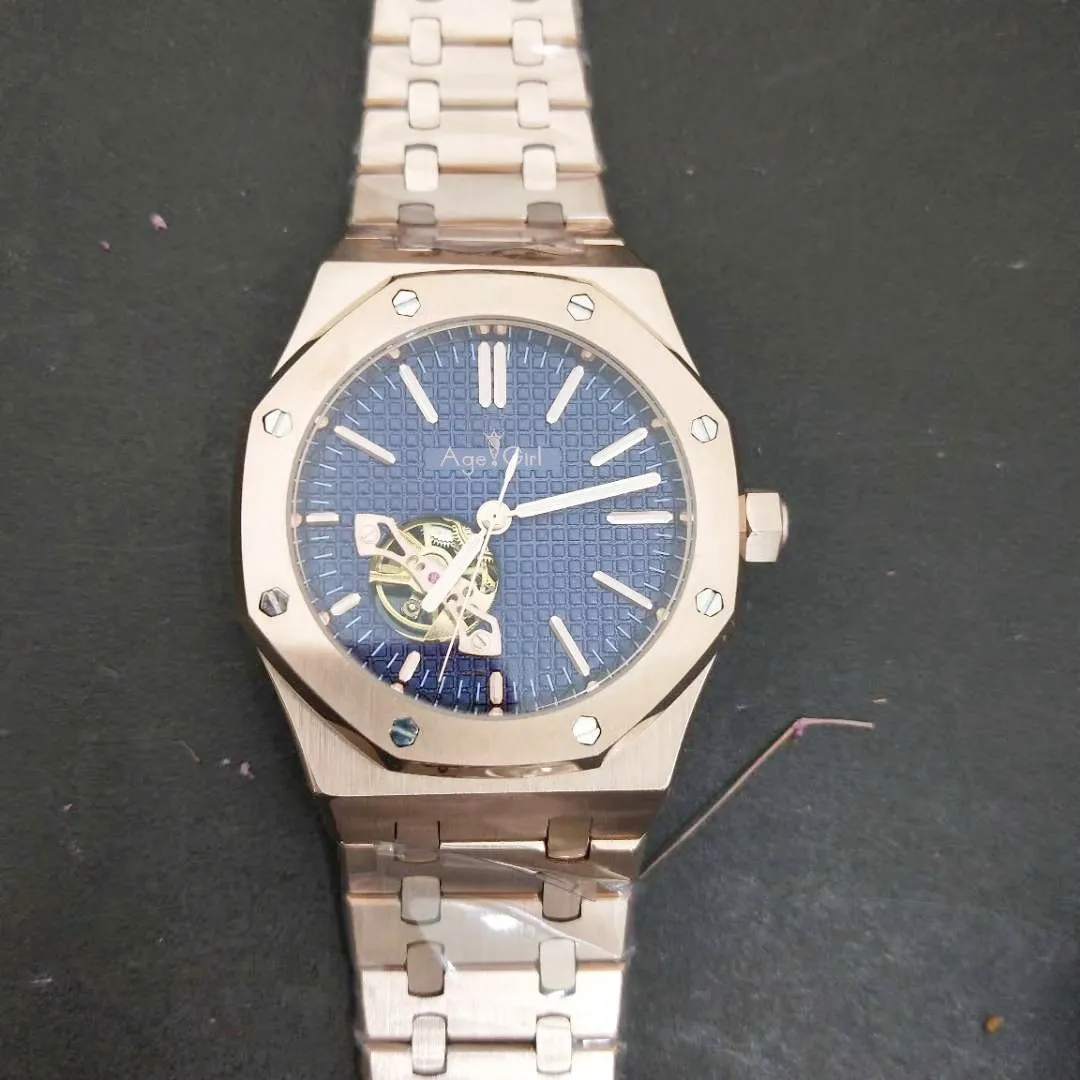 Luxury Brand New Automatic Mechanical Men Watch Transparent Glass Sapphire Rose Gold Black Blue Cof