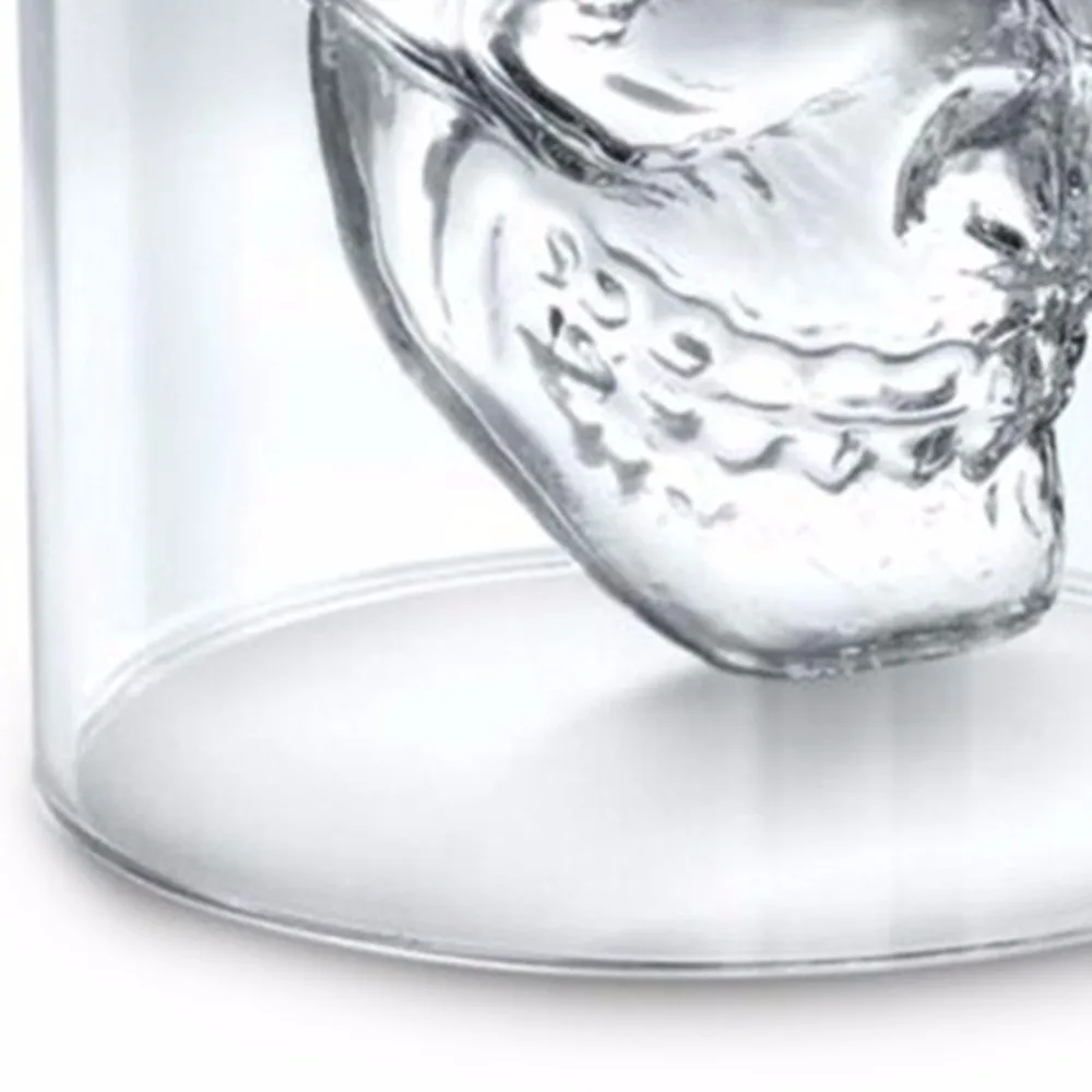 1pcs Skull Head Shot Glass Fun Creative Designer Crystal Party Wine Cup 75ml Transparent Beer Steins Halloween Gift