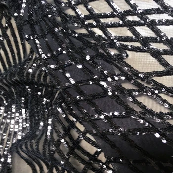 

1Yard Four-sided stretch diamond mesh sequine fabric for women dress embroidery lace home decoration FF150A