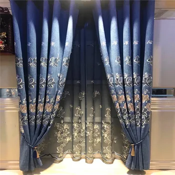 

New Chinese Style Laser Taped Embroidery Shading Curtains for Living Dining Room Bedroom.