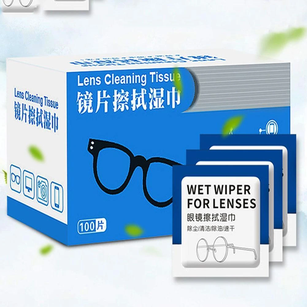 100pcs/pack Glasses Cleaner Wet Wipes Anti Fog Wipes For Glasses
