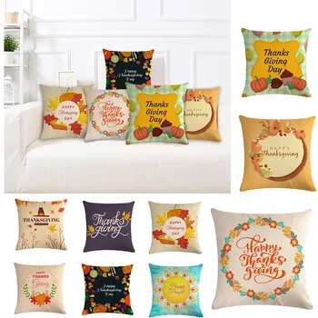 

Thanksgiving Wreath Print Pillowcase Decor For Home Polyester Pillowcase Decoration Cushion Cover Pillows Cover For Sofa 45cm