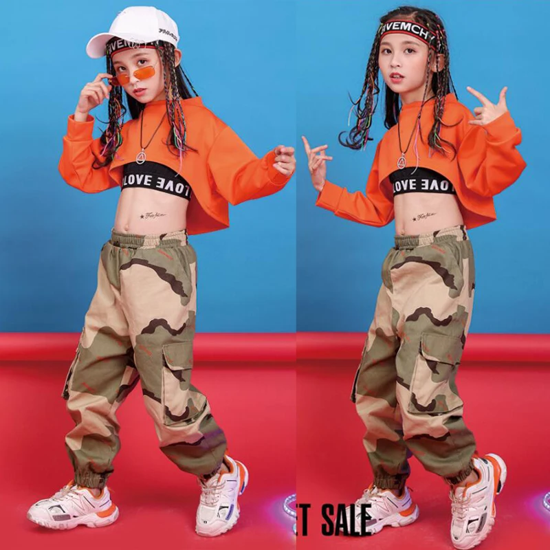 Girl Dance Costume Children Costumes Children Hip Hop Clothing Sweatshirt Top Crop Running Casual Pants for Girl Kid Jazz Dance Costume Wear Ballroom Dancing Clothes