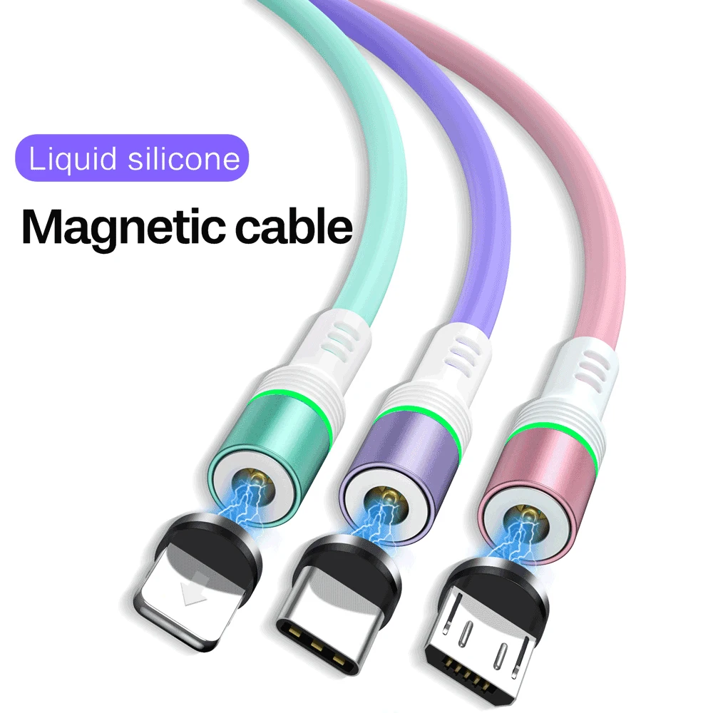 Магнитный кабель из жидкого силикона телефонный с поворотом на 360 градусов Micro USB