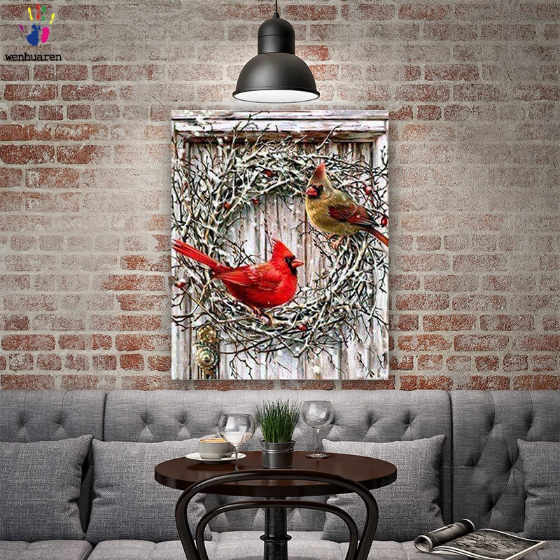 DIY картинки для раскраски по номерам с цветами две фотографии птиц Рисунок Живопись по номерам в рамке дома