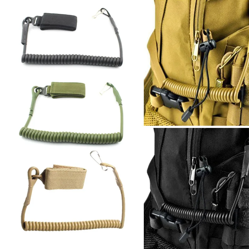 Adjustable Coil Sling Rope Lanyard Elastic Belt Tactical Secure Spring with Magic Tape Backpack | Спорт и развлечения