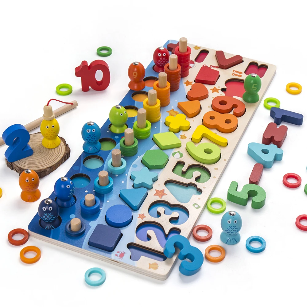 Kids Toys Montessori Educational Wooden Toys Geometric Shape Cognition Puzzle Toys Math Toys Early Educational Toys For Children