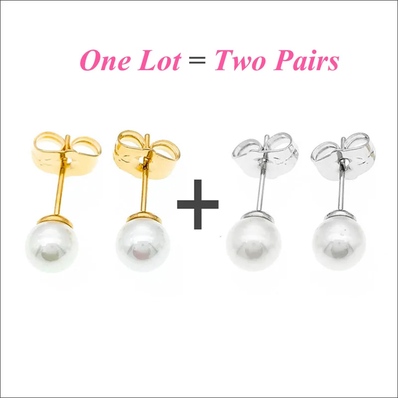 Женские серьги гвоздики с жемчугом 2 пары/Лот|aretes perla|stud pearl earringspearl earing |