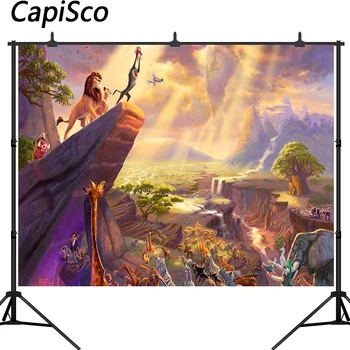 

Capisco Photography Background The Lion King Simba Kids Birthday Backdrop Decor Photocall Backdrop Photo Studio Banner props