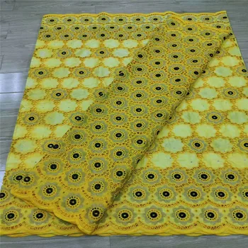 

2.5 y Swiss lace fabric +2.5 y Bazin Brode riche embroidery African 100% cotton fabrics Swiss voile lace popular Dubai style 13L
