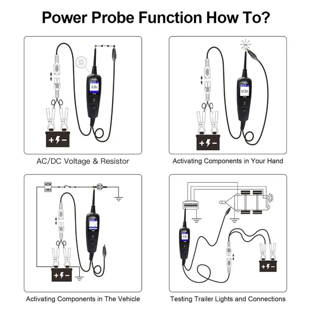 Jdiag power test power Probe P100 тестер цепи er автомобильный диагностический инструмент p 100 для тех же автомобилей и грузовиков, что и PT150