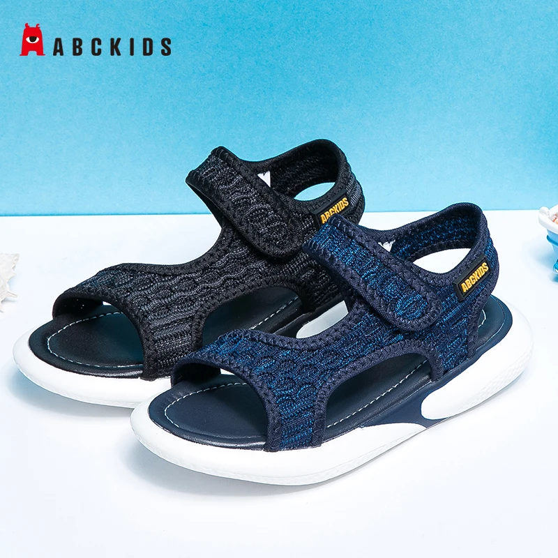

ABCkids Boys Hollow Sandals Kids Children Summer Beach Shoes Toe Out Fabric Upper Toddler Anti-collision Baby Shoe New Arrivals