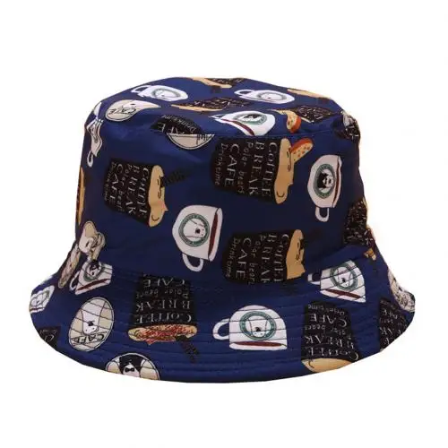 Dark Blue Унисекс, мультяшная Повседневная Двусторонняя Панама, Солнцезащитная уличная Кепка, подарок в стиле панк, крутая уличная шляпа для рыбалки, рыбака, рождественский подарок - Цвет: Dark Blue