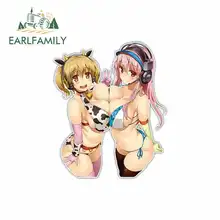 EARLFAMILY 13cm x 10.8cm Two Sexy Female Anime Car Stickers Oem Cartoon Vinyl JDM Bumper Trunk Truck Graphics 3D DIY Fine Decal