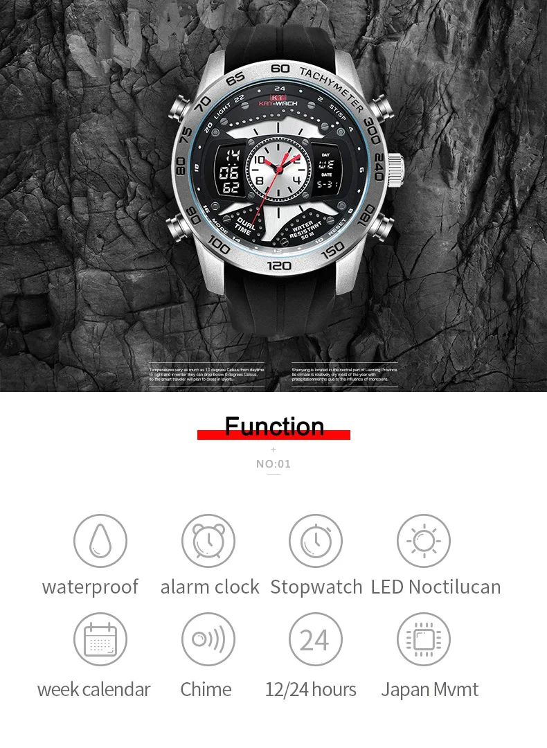 New Sports Fashion Digital Luxury Watch Men Shockproof Waterproof Dual Wristwatches LED Chrono Alarm Clock Mens Watches Cool 714