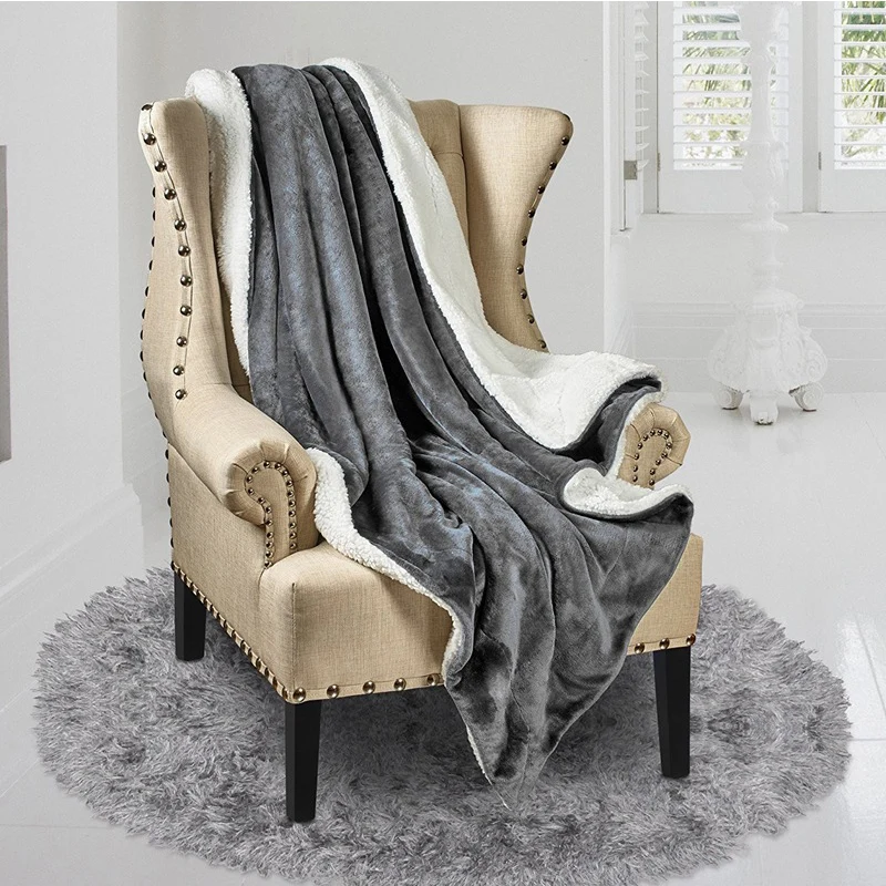

Winter Cashmere Smooth Velvet Warm Blanket Sofa Cover home Wool Blanket Bedspread Sofa Blanket Navy Blue/Camel Color/Gray
