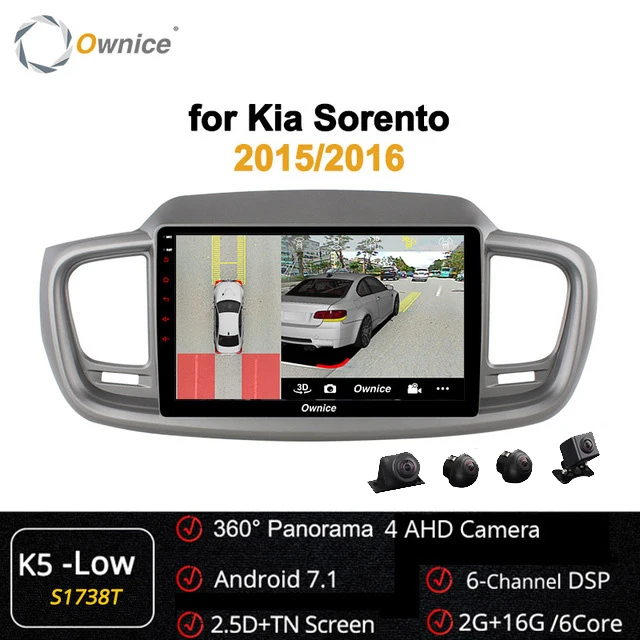 Ownice Восьмиядерный 10," Android 9,0 автомобильный dvd-плеер navi carplay 4G LTE 360 панорама DSP SPDIF радио gps для Kia Sorento - Цвет: K5-Low