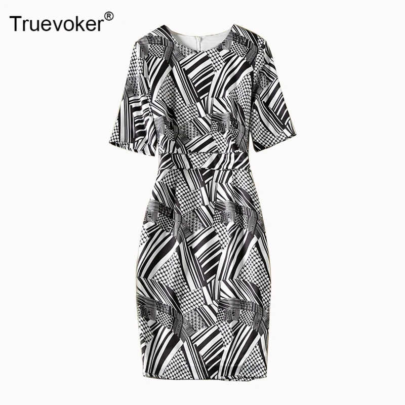 Truevoker, дизайнерские подиумные платья, женские платья с коротким рукавом, цветные, с геометрическим принтом, платья для вечеринок