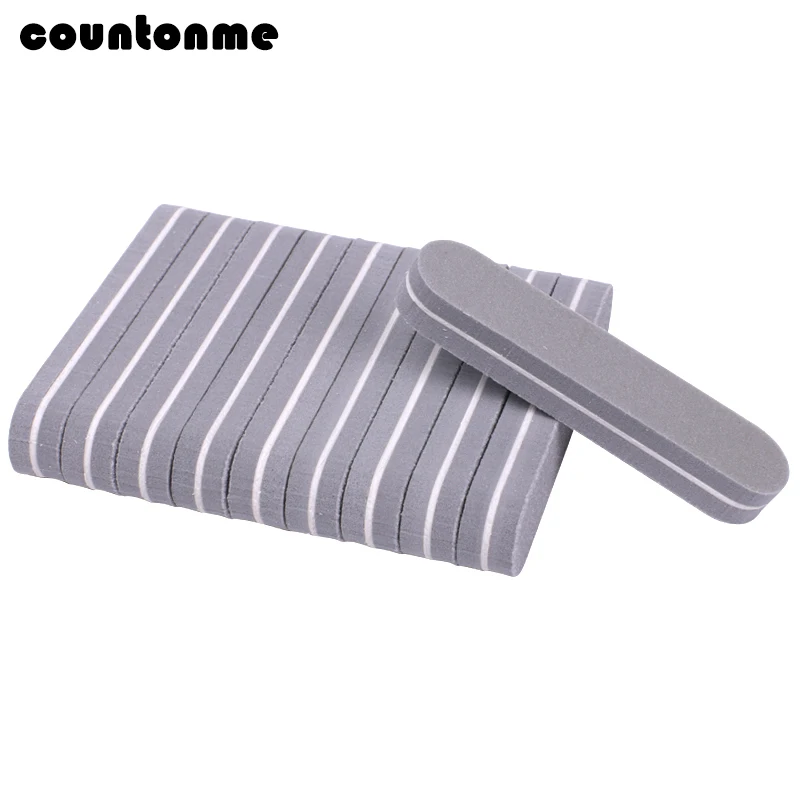 200Pcs 미니 네일 파일 100/180 라임 a ongle 그레이 네일 버퍼 스폰지 매니큐어 용 양면 네일 파일 작은 네일 버퍼 공급